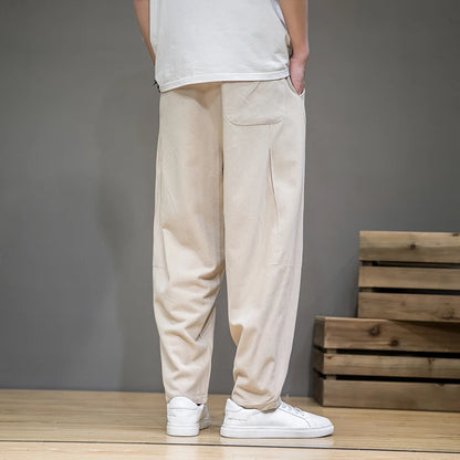 Spring Cotton Linen Pants Men Elastic Waist Casual Harem Pant Loose Sweatpants Traditional Chinese Trousers pantalons homme