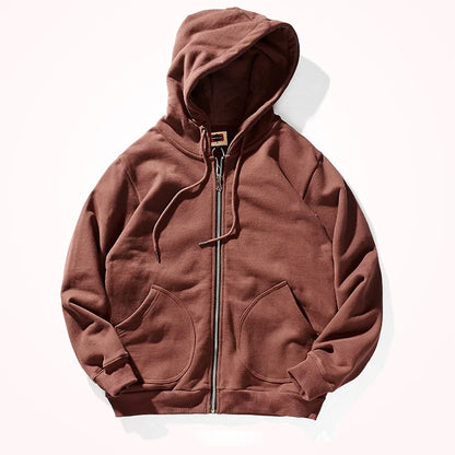 2022autumn and Winter Heavy Thickened Hooded Jacket Men 's Zipper Sweater Casual All -Match Cotton Fleece Hoodie