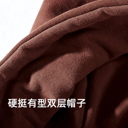 2022autumn and Winter Heavy Thickened Hooded Jacket Men 's Zipper Sweater Casual All -Match Cotton Fleece Hoodie