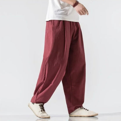 Men's Casual Pants Wide Loose Hip Hop Trousers Male Linen Summer Free Shipping Polyester Cotton New in Streetwear Sale Stylish