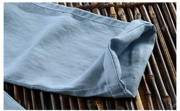 Spring Summer New 100% Linen Casual Pants Men Clothing Thin Loose Oversize Trousers F7409