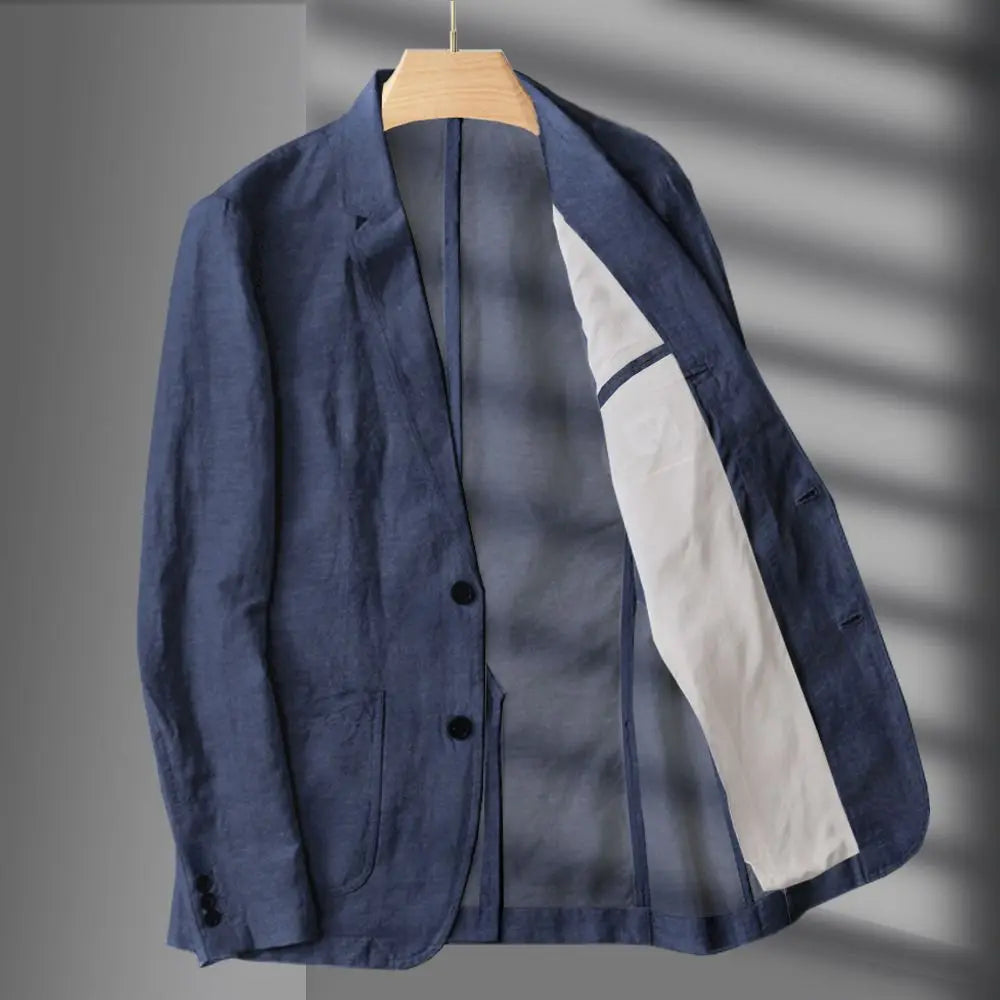 Navy Blue Linen Blazer Men Summer Casual Suit Single Jacket For Men Black Blazer Men 2023 New Casual Spring And Autumn Business