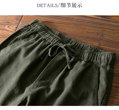 HIQOR 6 Colors Men's Cotton Linen Casual Pants Summer New In Breathable Solid Linen Trousers For Men Male Straight Baggy Pants