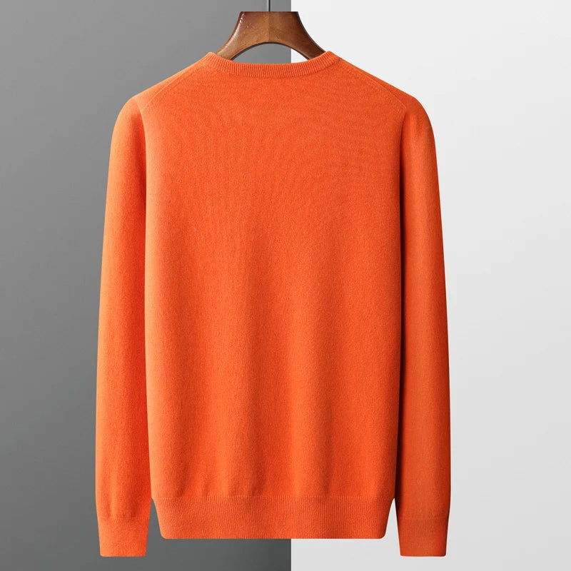 100% Pure Wool Sweater Men First Line Garment Seamless Pullover Spring and Autumn Basis Loose Casual Cashmere Knitting Sweater