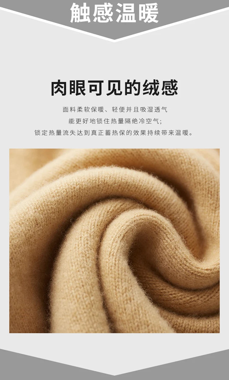 LHZSYY Winter New 100% Merino Pure Wool Pullovers Men's O-Neck Fake Two-piece Jacket Leisure Thick Sweater Youth Loose Warm Tops