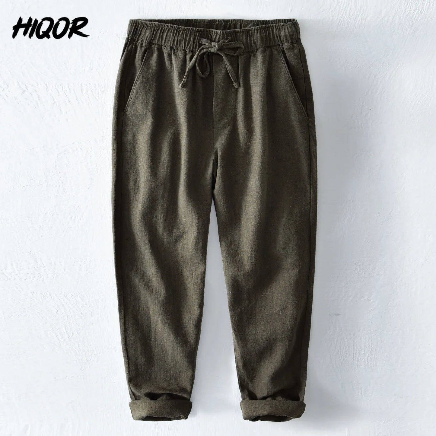 HIQOR 2024 Summer Men Linen Trousers Male Cotton Linen Casual Baggy Pants Breathable Pantalones Hombre Sweatpants Men Clothing