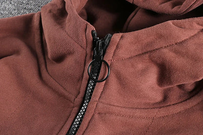 Heavy cashmere half zipper sweater men's hooded autumn and winter thick warm niche senior coat men