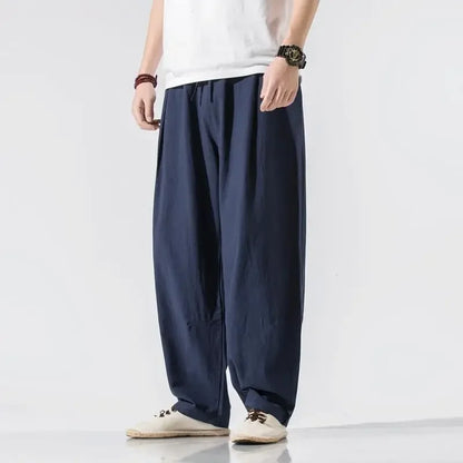 Men's Casual Pants Wide Loose Hip Hop Trousers Male Linen Summer Free Shipping Polyester Cotton New in Streetwear Sale Stylish