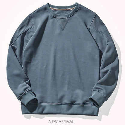 Heavyweight cotton top men's 2022 new autumn round neck cotton Pullover Sweater