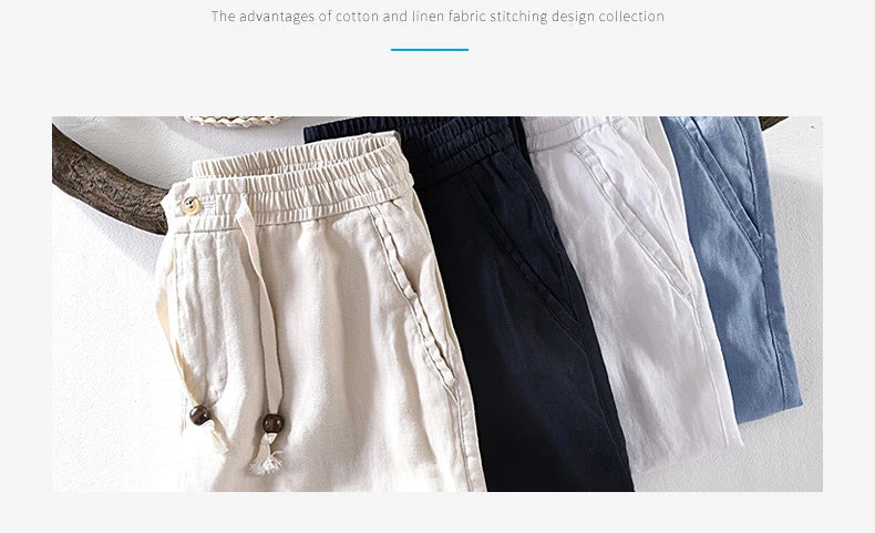 Spring Summer New 100% Linen Casual Pants Men Clothing Thin Loose Oversize Trousers F7409