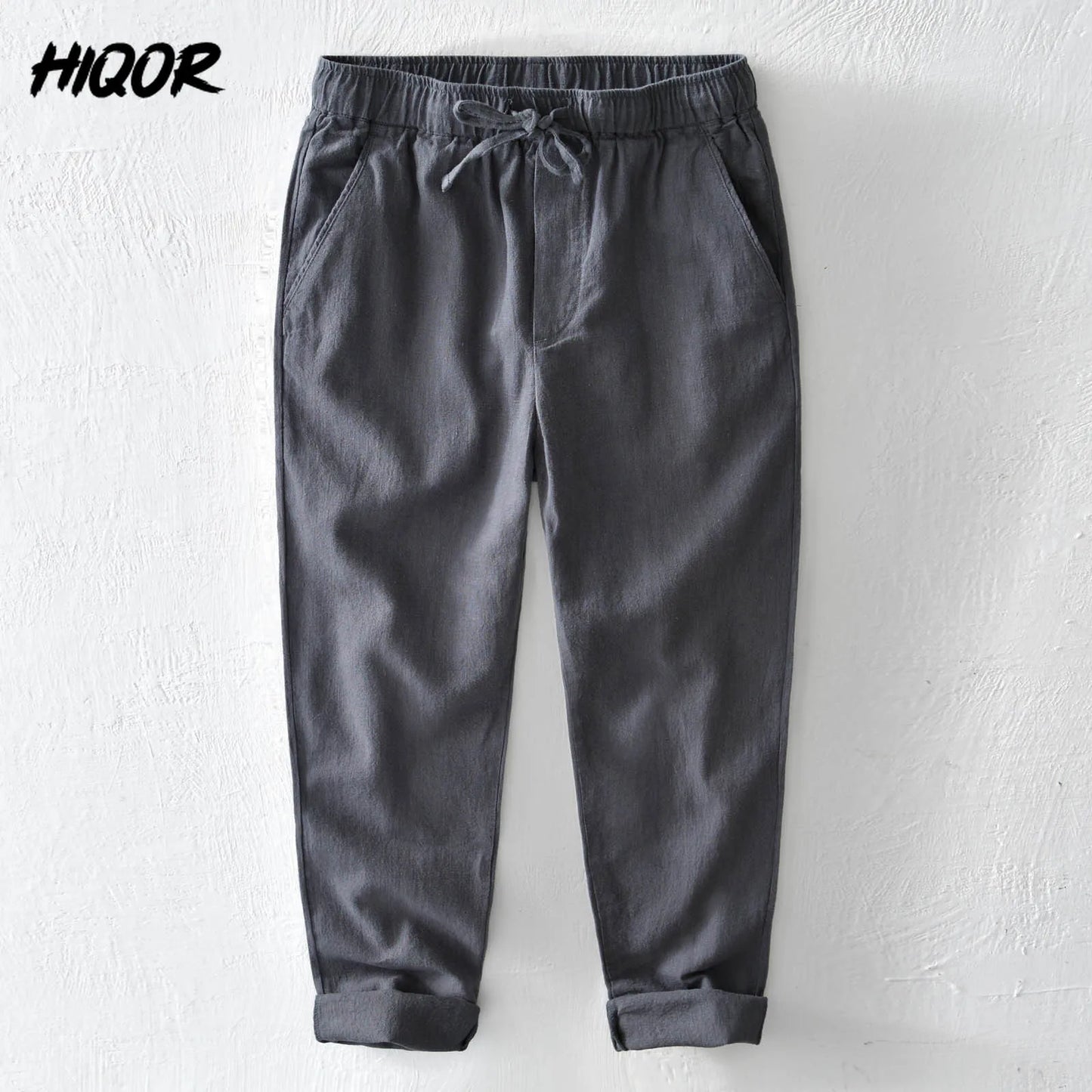 HIQOR 2024 Summer Men Linen Trousers Male Cotton Linen Casual Baggy Pants Breathable Pantalones Hombre Sweatpants Men Clothing