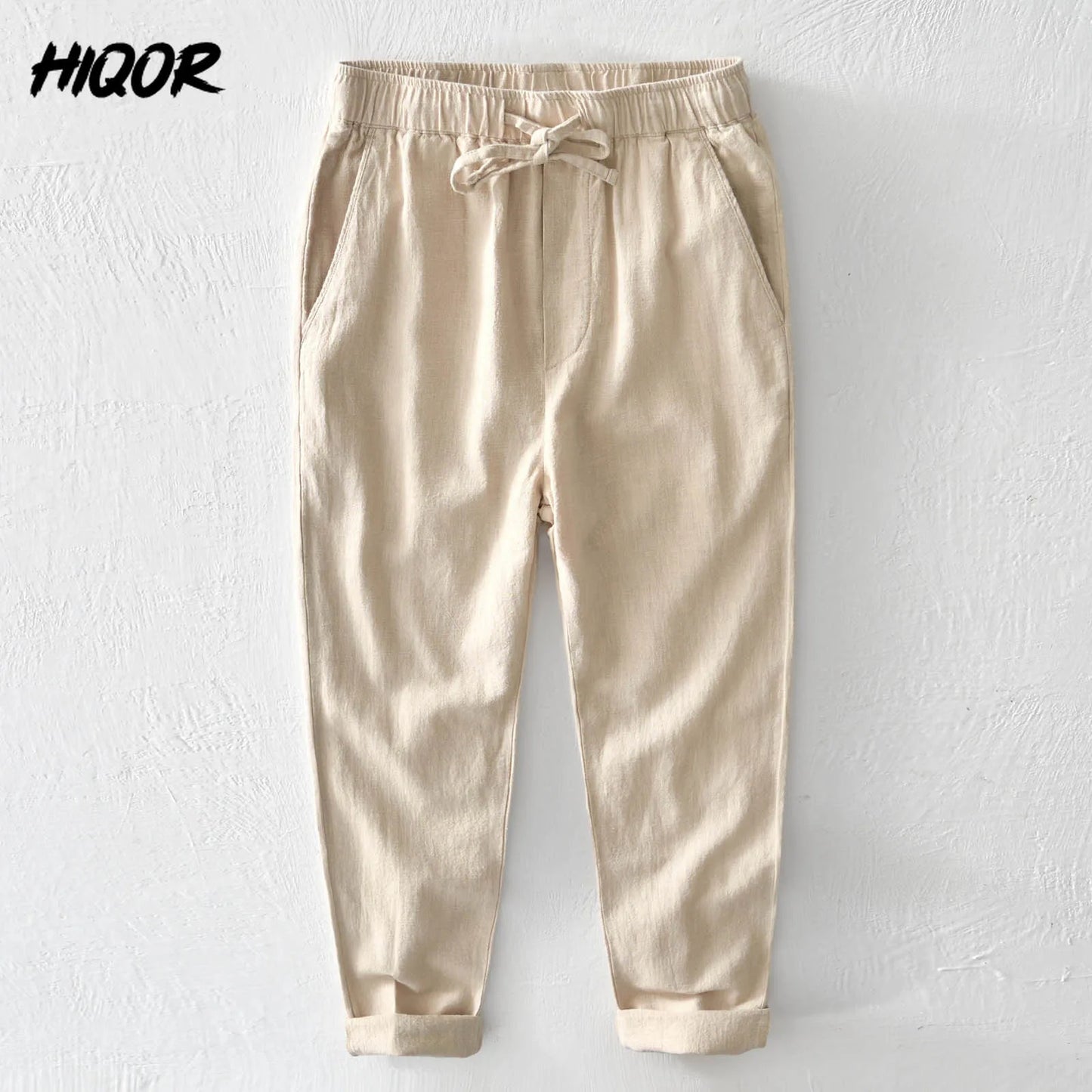 HIQOR 2024 Summer Men Linen Trousers Male Cotton Linen Casual Baggy Pants Breathable Pantalones Hombre Sweatpants Men Clothing