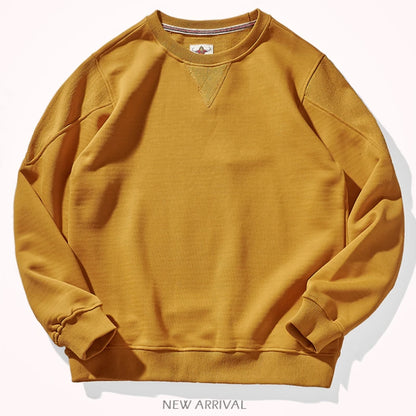 Heavyweight cotton top men's 2022 new autumn round neck cotton Pullover Sweater