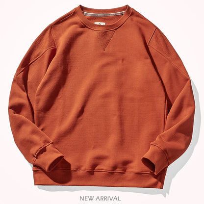 Heavyweight cotton top men's 2022 new autumn round neck cotton Pullover Sweater