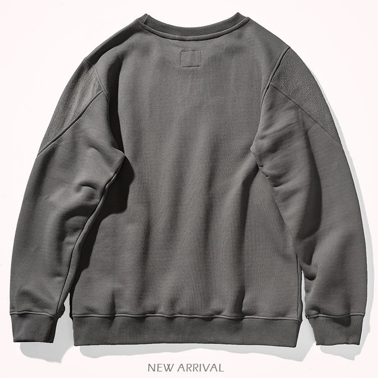 Heavyweight cotton top men's 2022 new autumn round neck cotton Pullover Sweater