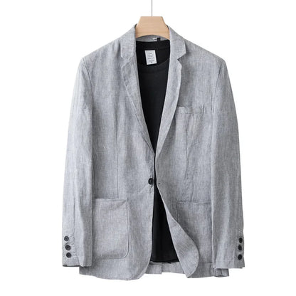 Men's British Style Linen Suit Jacket - Casual, Loose-Fit Blazer In Natural Linen With 4 Color Options