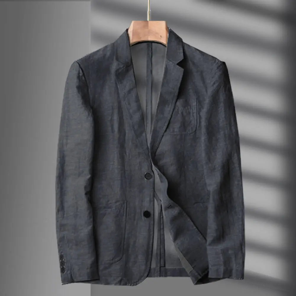 Navy Blue Linen Blazer Men Summer Casual Suit Single Jacket For Men Black Blazer Men 2023 New Casual Spring And Autumn Business