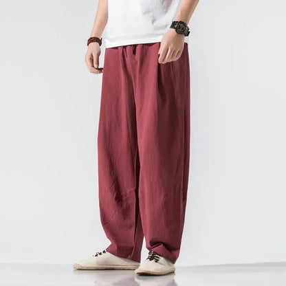 Men's Casual Pants Wide Loose Hip Hop Trousers Male Linen Summer Free Shipping Polyester Cotton New in Streetwear Sale Stylish