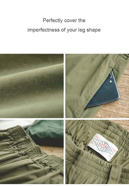 Maden Men’s Casual Cotton Dad Pants Regular Straight Fit Solid Khaki Pants With Elasticated Waist 4 Colors